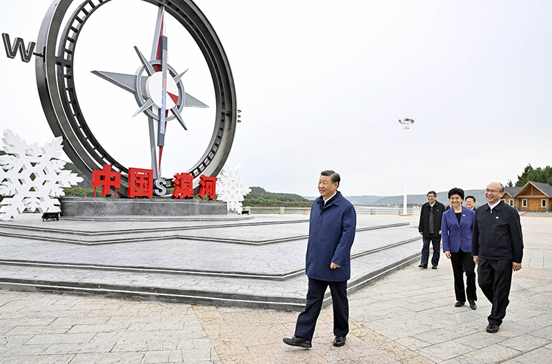 9月6日至8日，中共中央總書記、國家主席、中央軍委主席習(xí)近平在黑龍江考察。這是6日下午，習(xí)近平在大興安嶺地區(qū)漠河市北極村考察。